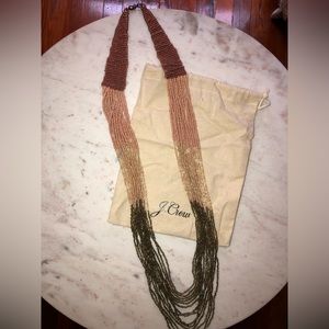 J Crew Beaded Statement Necklace Brown Gold Bronze